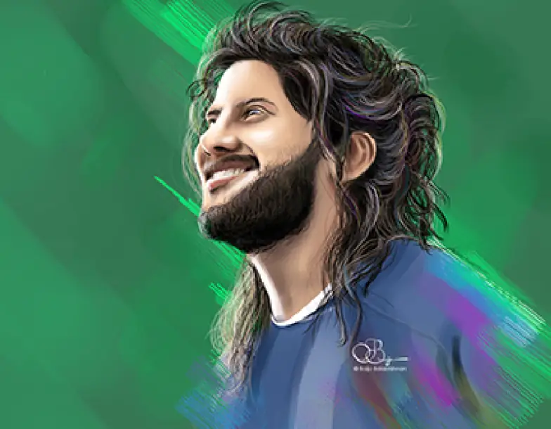 dulquer-salman-potrait-digital-drawing-best-graphic-designer-in-trivandrum